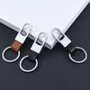 Men's Genuine Leather & Metal Car Keyring with Laser Engraving