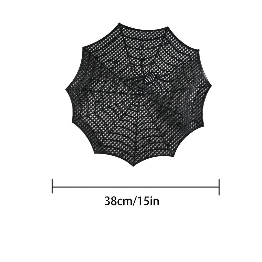 Halloween Ghost Festival Injection-molded Placemat, Round Hollow Heat Insulation Mat, Family Gathering, Group Gatherings Using Spider Web Hollow Mats