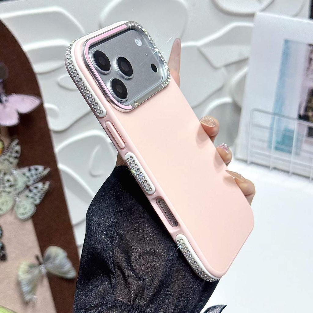 17 Applicable to iPhone16 Pro glare matte edge drill 15 mobile phone case Apple 14 anti-drop 13 protective case 12/11