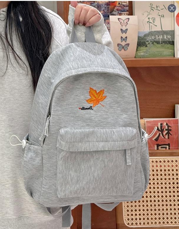 Schoolbag Korean ins Maple Leaf Embroidery Mori Small Fresh Junior High School Student School Bag High Value Sweet Soft Sister Backpack