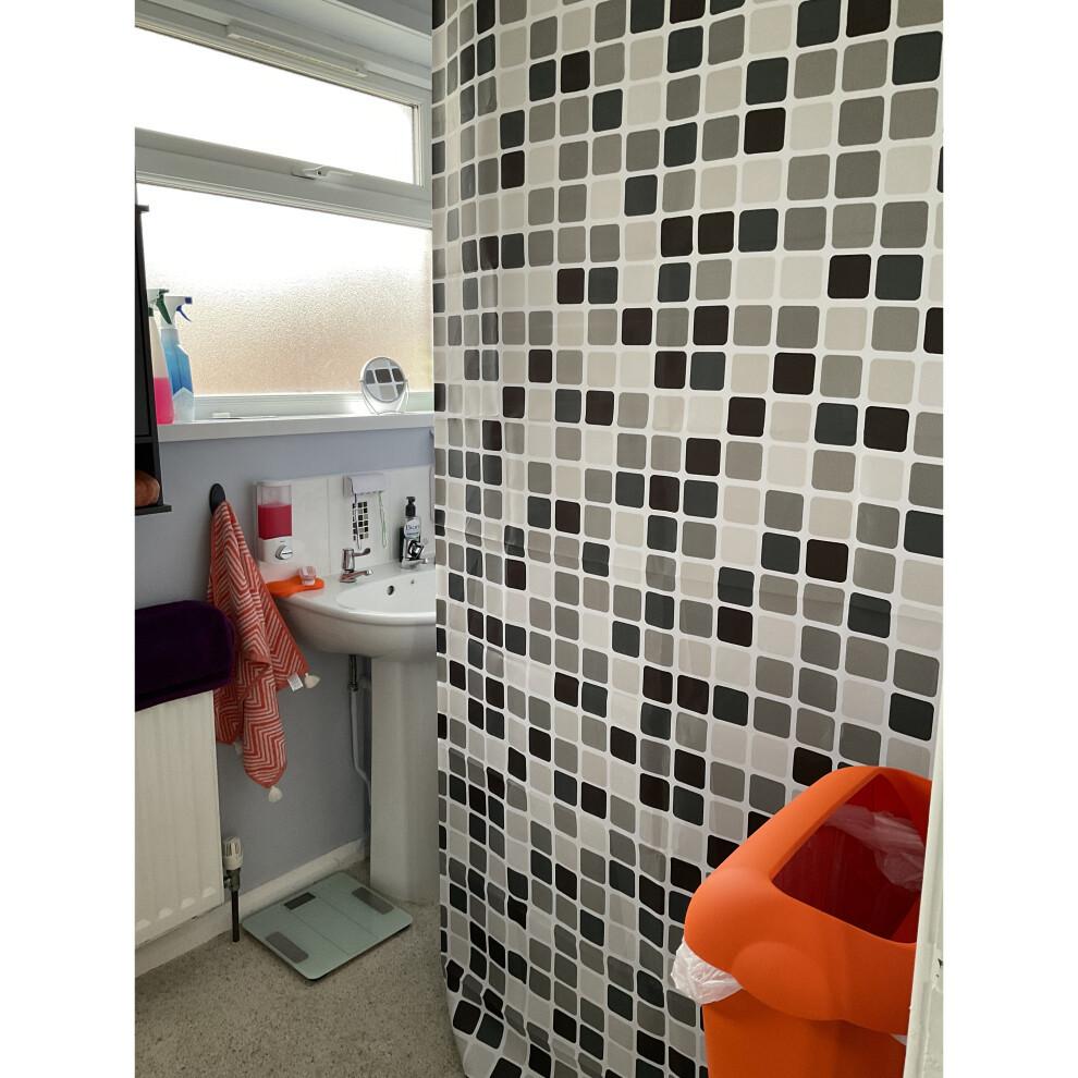 Elegant Mosaic Design Bathroom Curtain With Waterproof Polyester Fabric For Modern Homes