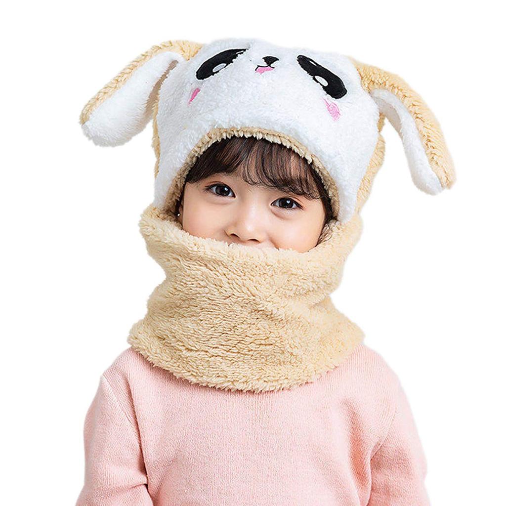 Children's Ears Hat Scarf Ane Warm Scarf Cap Thickened Plush Ear Cap