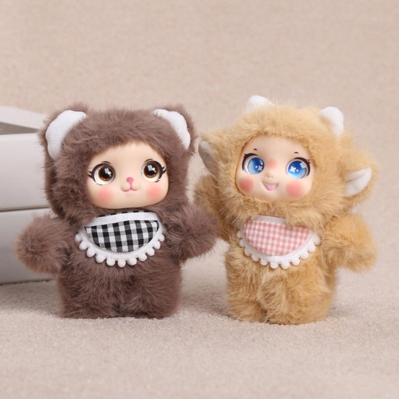 Porte-clés Charme de Sac Mignon avec Corps de Poupée Peluche, Lanière Boucle Suspendue et Détail Costume Animal Doux pour Clés et Sacs à Dos