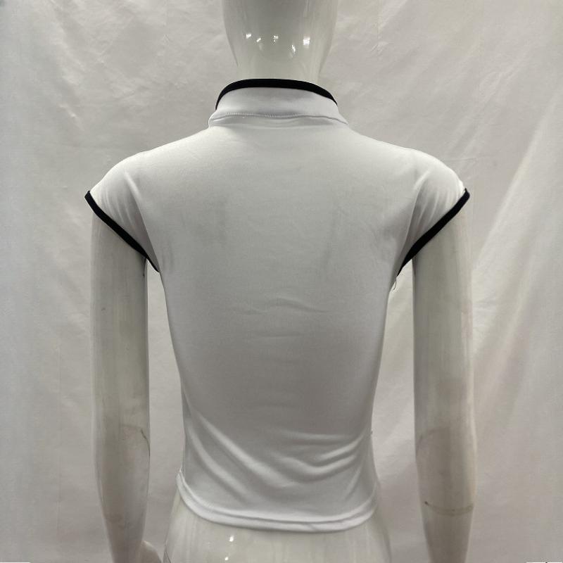 European and American Summer Retro Chinese Style Niche Buckle Women's Slim Fit Cheongsam Collar Top