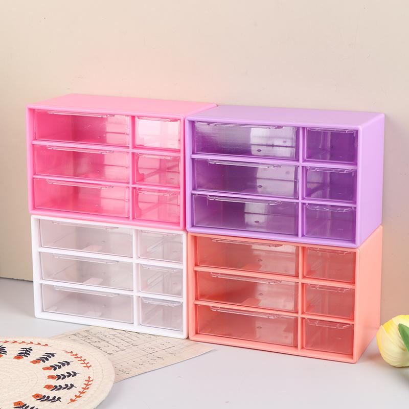 Transparent Six Grid Drawer Box Multi-Layer Desktop Storage Box Dustproof Organizing Box For Office Supplies Stationery Jewelry