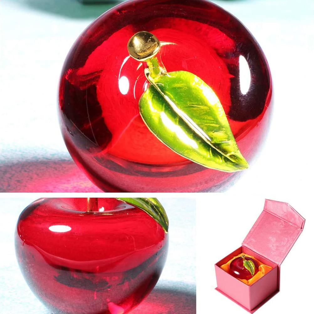 Crystal Apple Creative Gift Gold Leaf Decorative Craft Christmas Ornament Home Decoration