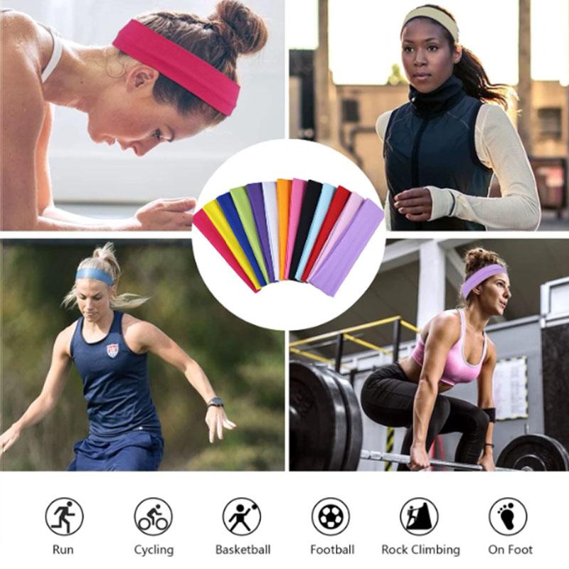 7pcs Sports Headbands For Women Fitness Running Yoga Solid Color Elastic Hairbands Head Band Stretch Makeup Hair Accessories