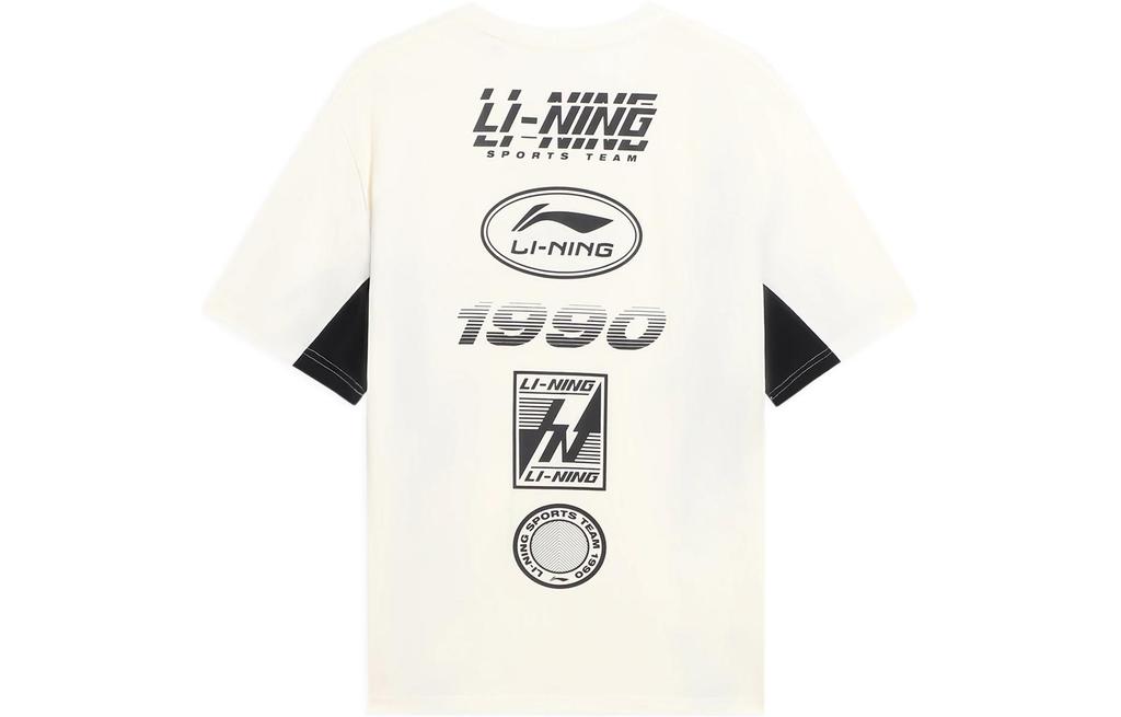 Li Ning China Li Ning T Shirts Men's Ecru Crew Neck Moderate Other AHSS121-1
