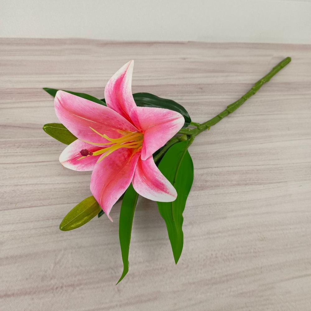 with 1pc Flowers and 2pcs Bud Artificial Lily Flower 36*15cm Fake Flowers  Home Decoration