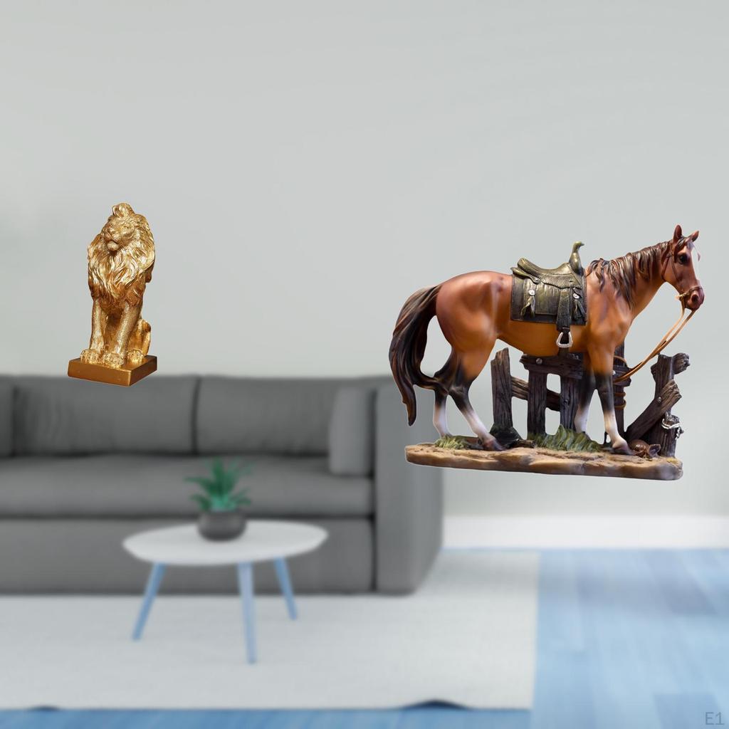 Lion Horse Sculpture Statue Collectible Tabletop Ornament Art Figurine Decorative for Office Home