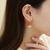 Natural freshwater pearl earrings, national style, Nanhong agate earrings, fashion temperament, circle red stud earrings.