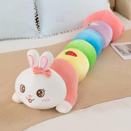 Rainbow Long Bunny Plush Pillow Large Body Pillow for Cuddling And Support Soft Stuffed Animal for Girls And Kids Gift