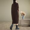 Women's Plus Size High Neck Mid-Length Dress - Fashionable, Slimming, Casual Long Sleeve for Winter and Autumn