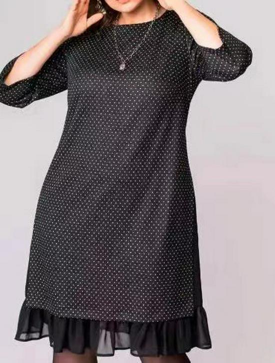 Elegant Black Polka Dot Summer Dress for Middle-Aged Women