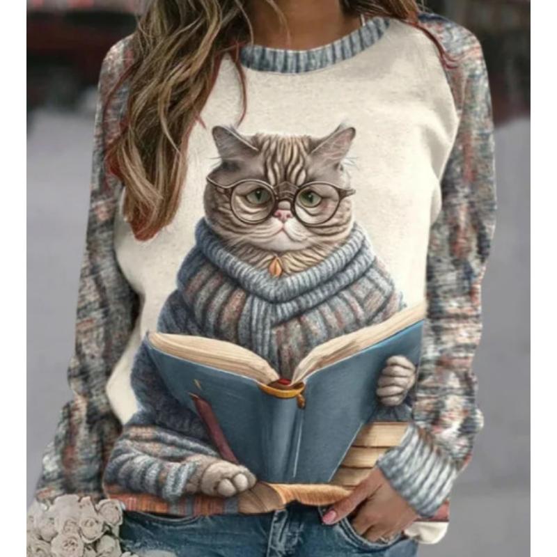 Nueva Camiseta De Manga Larga Con Cuello Redondo Y Bonito Conejito De Navidad Con Estampado Digital 3D De Europa Y América