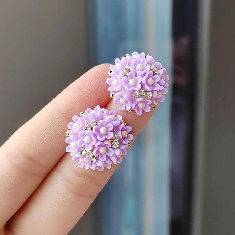 Boucles d'oreilles en forme de grappe de fleurs printanières pour femmes, légères, luxueuses, fraîches et douces, à la mode, polyvalentes