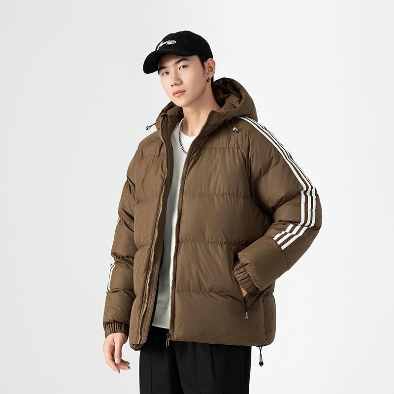 Graphene Black Gold Striped Unisex Hooded Cotton-Padded Jacket for Autumn/Winter