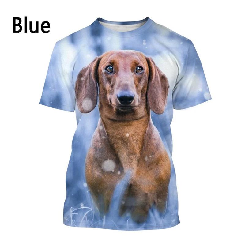 Dachshund 3D Printed T-Shirt Men Women Summer Funny Dog Graphic T Shirts Casual Harajuku Style Kids O-neck Tee Tops Y2k Clothing