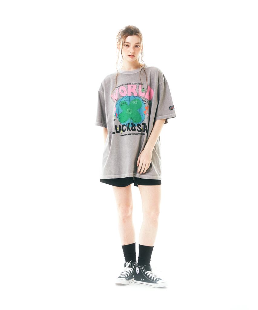 Soipeuyukaen Oversized Loose Fit Pigment Print T-Shirt
