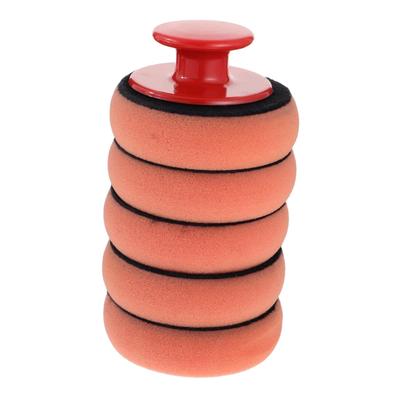 ORFOFE 5pcs Car Pad Ergonomic Handle Sponge Applicator Pad Repeated Cleanable Professional Polishing 2 Finishes