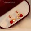 2023 High-End 925 Silver Red Bean Stud Earrings for Women - New Year Style
