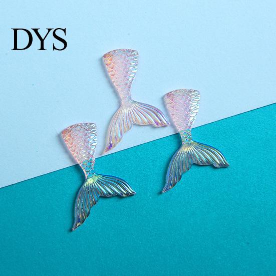 Cartoon 10Pcs Resin Accessories Lovely Shiny Colorful Fish Tail Flat Back Ornament DIY Mini Mermaid Charms Hairbow Phone Christmas Gift