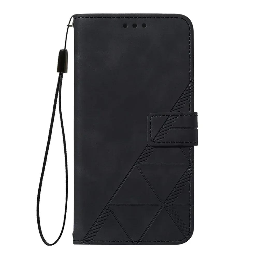 Geometric Leather Wallet Case For ZTE Blade A76 A75 A73 A55 A53 Plus A52 A35 Core V60 V80 Vita Nubia Focus 2 Ultra Calf P9 Pro