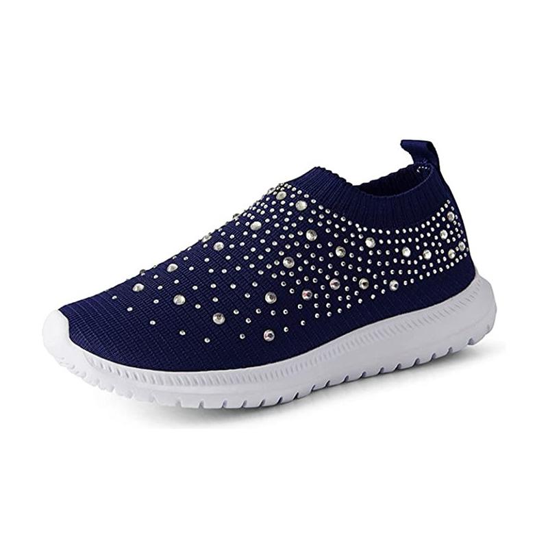 10 Colors Fashion Rhinestone Casual And Breathable Shoes Elastic Socks Shoes Rhinestone Flying Woven Women'S Shoes Super Comfortable Shoes