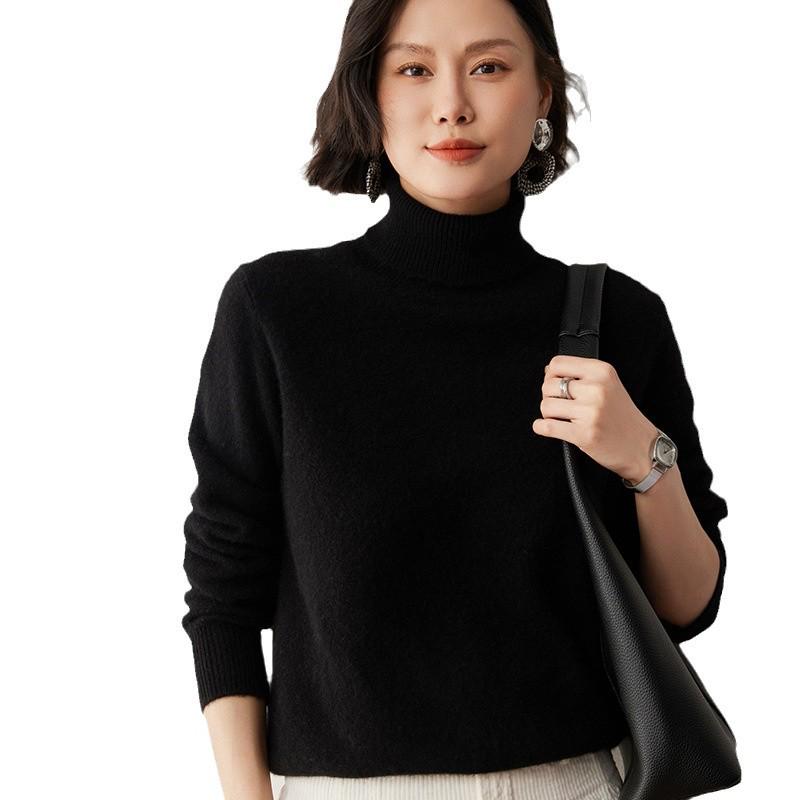 2024 Autumn/Winter Women's Cashmere High Neck Loose Knit Pullover