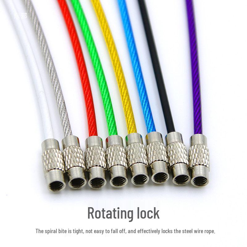 Plastic-Coated Stainless Steel Wire Keychain, Retractable Outdoor Accessory