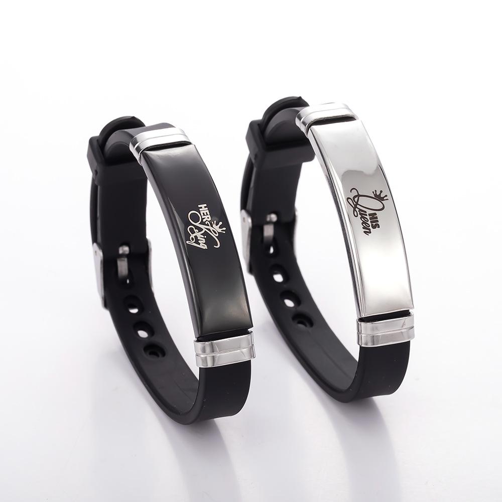 European & American Adjustable Silicone Crown Couple Bracelets - QUEEN & KING Design
