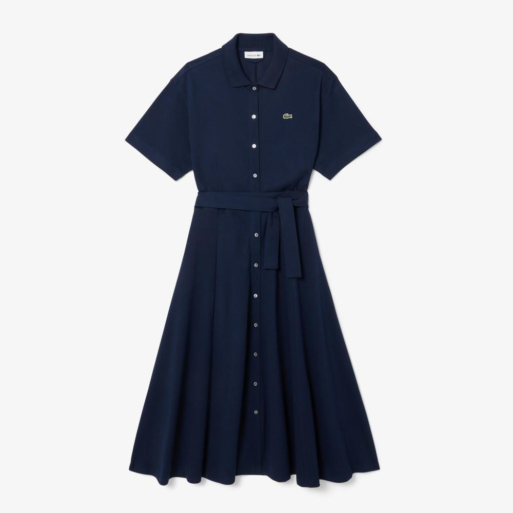 [lacoste] Women's Fit & Flare Belted Polo Dress EF9621-56G166