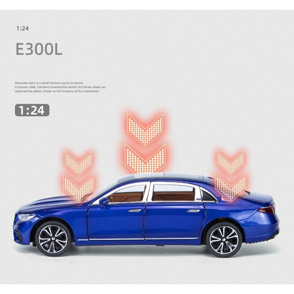 1/24 Benz E-Class E300 L Alloy Car Model Diecast Toy Metal Vehicles High Simulation Sound And Light Pull Back Toy Car Collection Gift