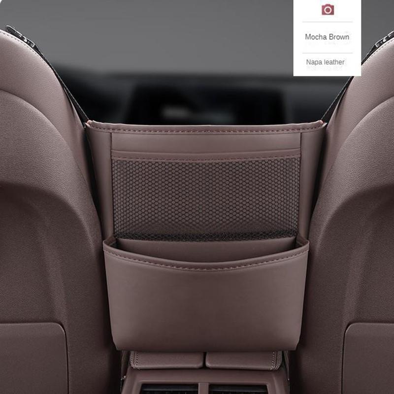 Car Handbag Holder Between Seats Mutifuntional Leather Auto Seat Middle Storage Bag Hanging Tissue Box Phone Cup Map Organizer