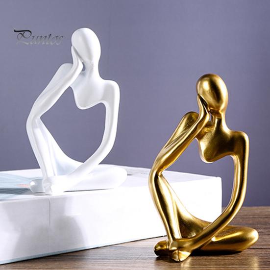 3 pezzi di figurina di pensatore astratto mini pensatore seduto statua in resina scultura soggiorno casa ufficio libreria decorazione da tavolo ornamento