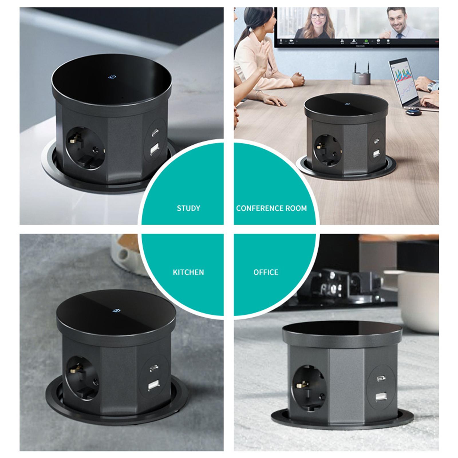 

Lifting Socket Power Outlet Concealed Tabletops Retractable Hydraulic Damping Lifting Outlets with Cordless Charging чорний