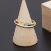 Nidin New Geometric Luxury Boho Rainbow Copper Cubic Zirconia Ring For Women Charm Crystal Rings Fine Party Wedding Jewelry