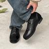 Black casual men's leather shoes Trendy minimalist versatile style Leisure Outdoor Street youth New quality shoes
