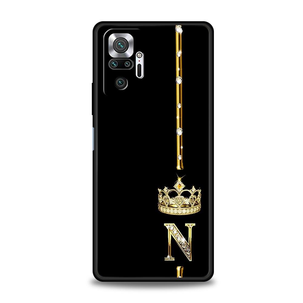 Diamond Crown Letter Letters Phone Case For Xiaomi Redmi Note 15 14 13 12 4G 9 10 11 Pro Plus 5G 14C 13C 12C 10C Soft TPU Cover