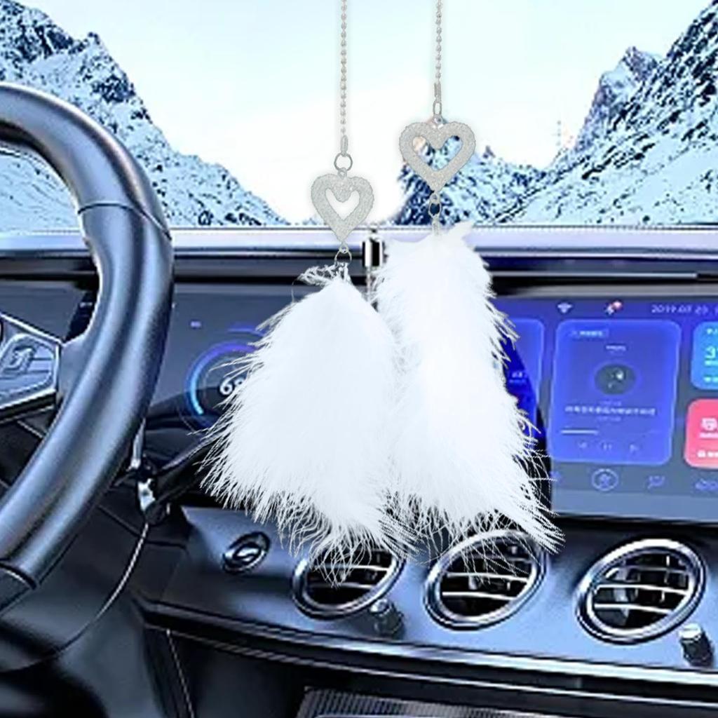 Hozilen Rearview Mirror Feather Pendant, Feather Ornament for Rearview Mirror - Car Rearview Mirror