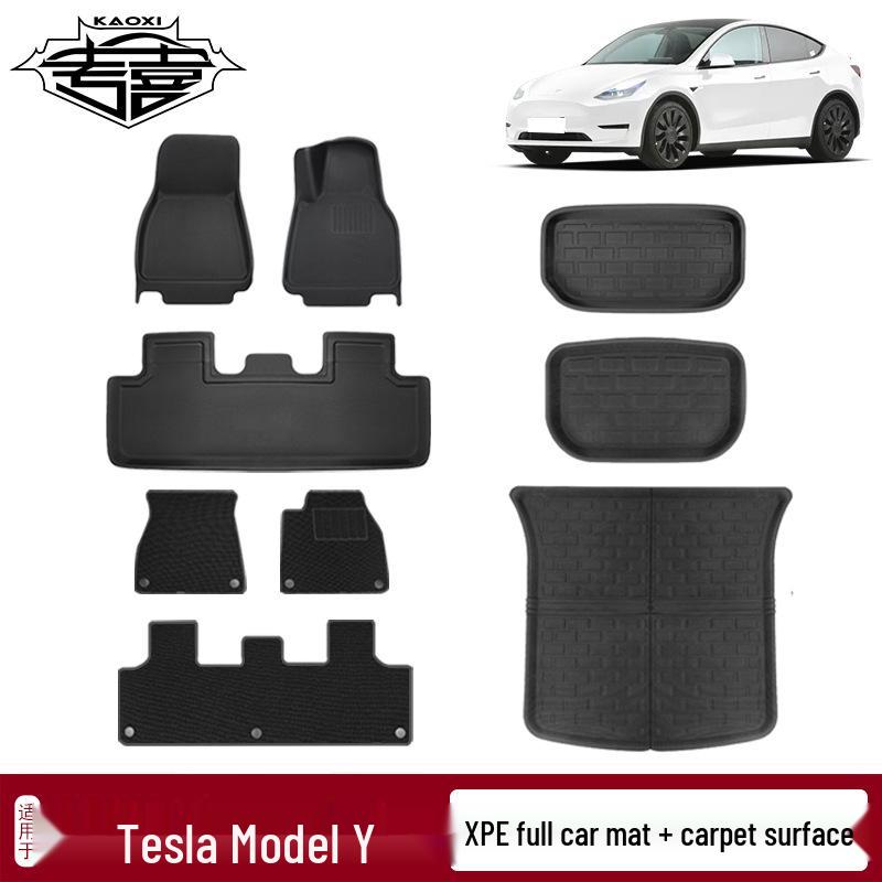 Eco-Friendly Waterproof XPE Car Floor Mats & Odorless Trunk Mat for Tesla Model 3/Y (L/R Drive)