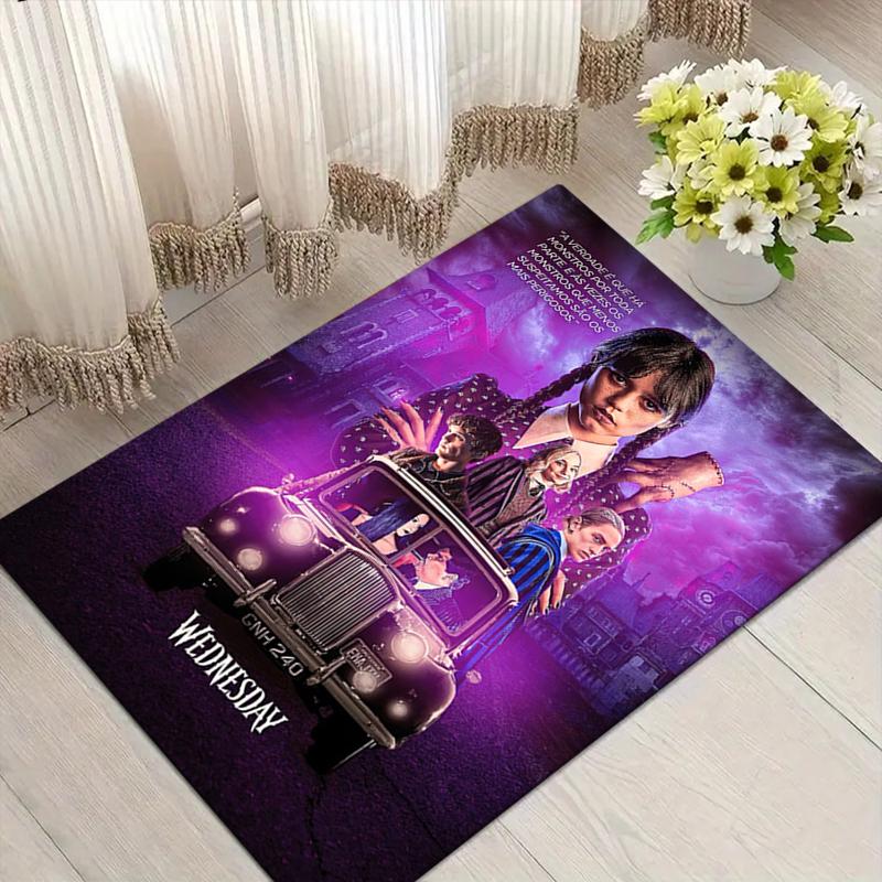 Wednesday Addams Style Crystal Velvet Rug, Soft Anti‑Slip Crystal Velvet Carpet for Living Room Bedroom Home Decor