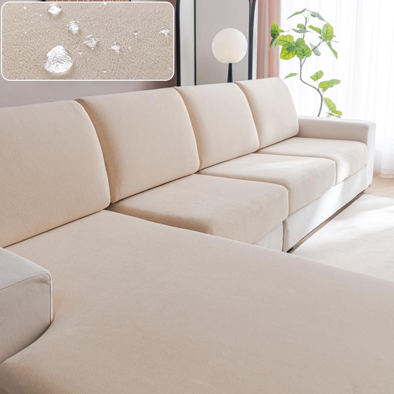 Velvet Sofa Cover 100% Waterproof Couch Cover Adjustable Elastic Sofa Seat Cover Pet Friendly 1 2 3 4 Seat L Sectional