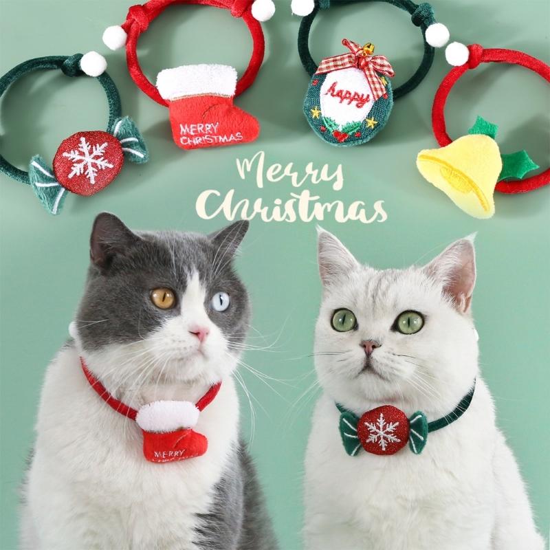 Pack of 2 Plush Pet Collars Funny Christmas Party Dogs Collar Pet Party Neckwear Cats Collar for Festival Celebration