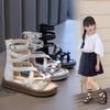 Girl Sandals Soft Bottom Little Princess Shoes Summer Gladiator Children's High Top Roman Shoes Baby Peep-toe Beach Shoes