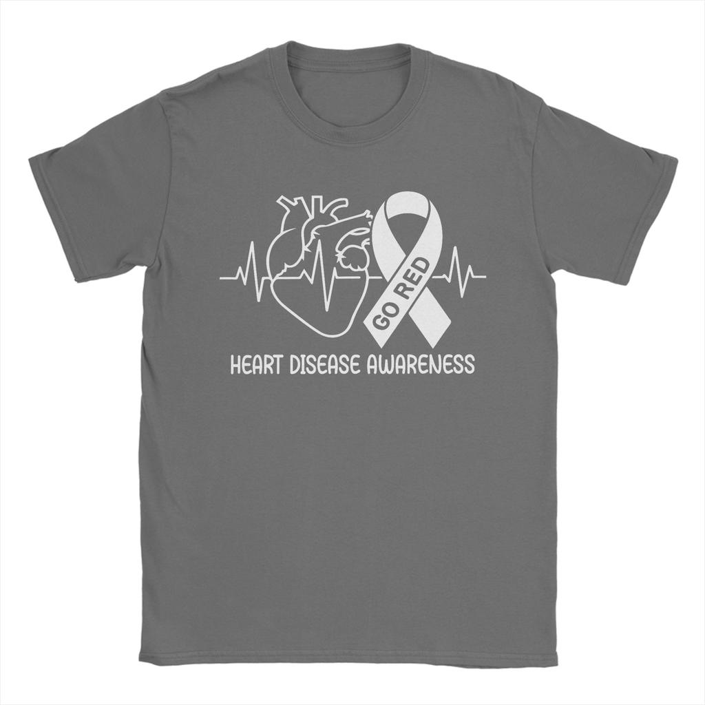 Go Red Heart Disease Awareness February Red Ribbon Month T Shirt Summer  Cotton TShirts For Unisex Harajuku Custom Logo Tee Shirt