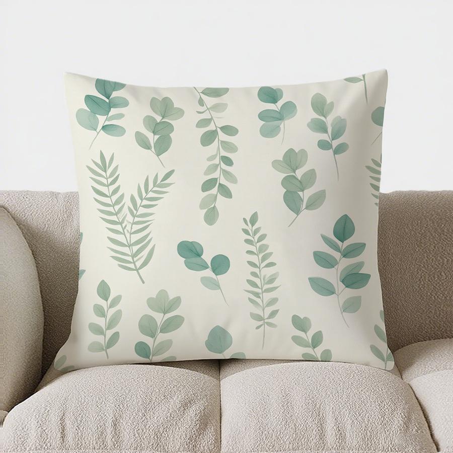 Home Decor Elegant Eucalyptus Leaf Pattern Throw Pillow Pattern Cushion Cover Suitable For Sofa Bedroom Car Pillow Cover