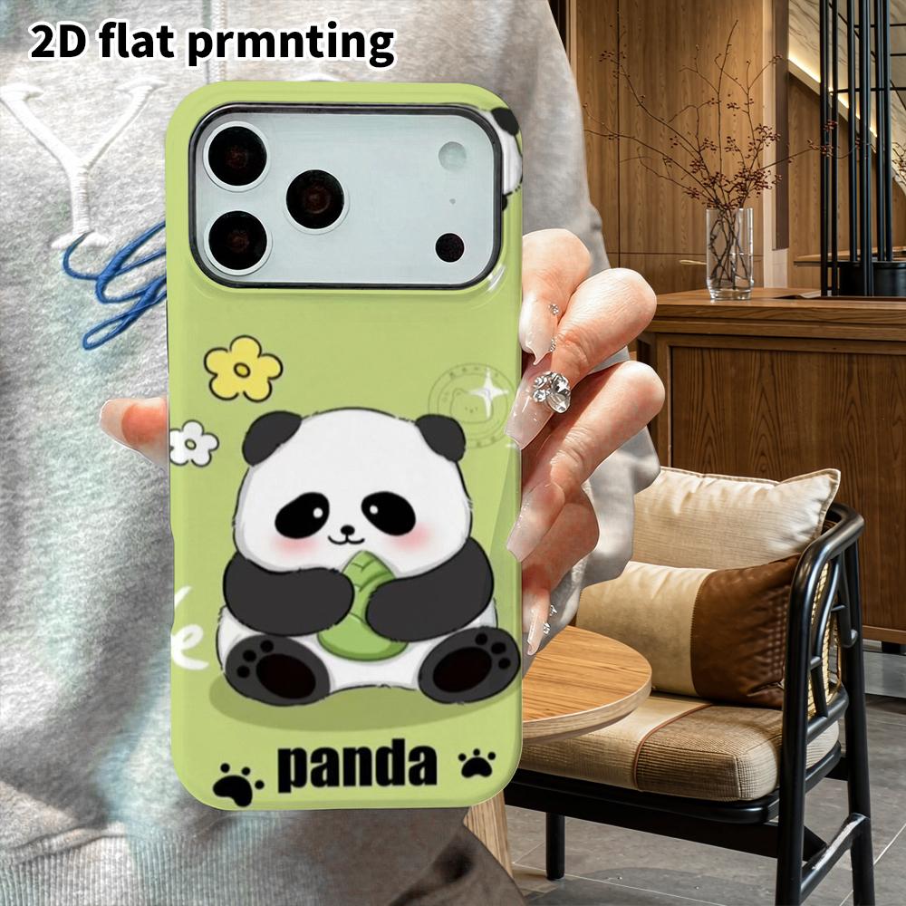 Phone Case: 2D Flat Design Suitable for iPhone 18 17 16 15 14 13 Pro Film Protective Case, Couple Style, Matcha Green Panda, Christmas and Halloween G