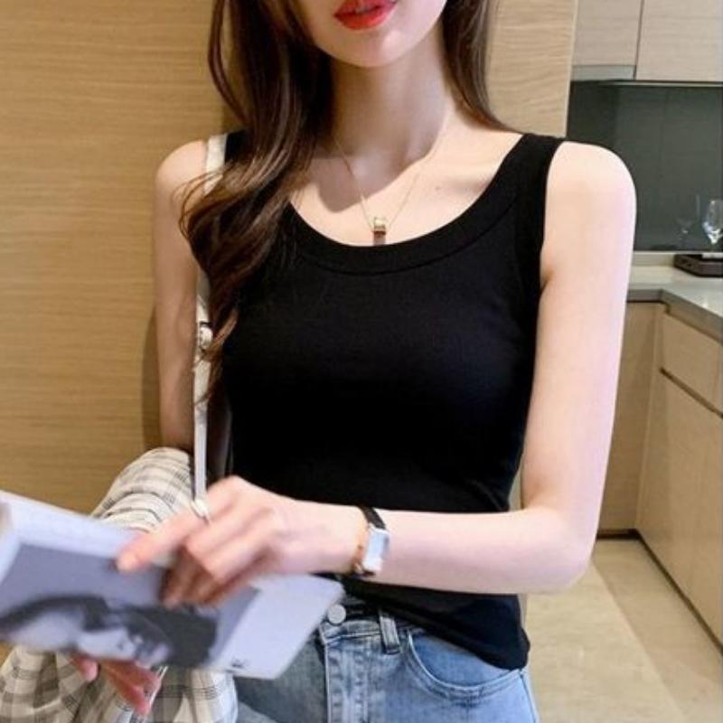 Závitová vesta Letní Neformální dámská jednobarevná košilka s tenkým spodním lemem bez rukávů