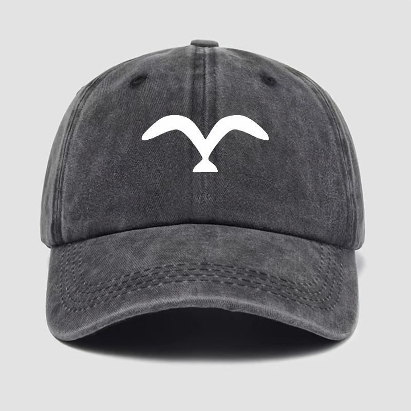 

Men s Seagull Graphic Print Baseball Hat Retro Washed Adjustable Baseball Cap чёрный